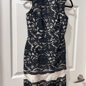 Elegant Black and White Lace Dress